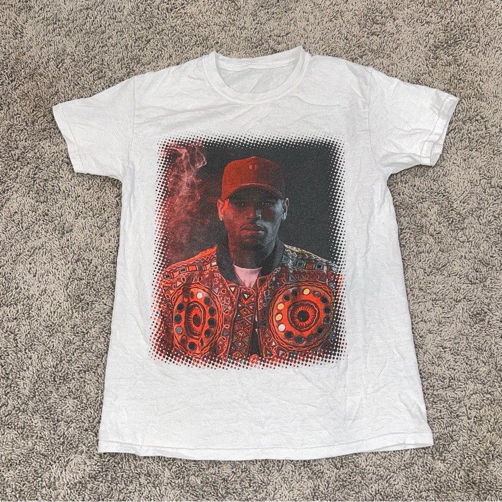 Chris Brown 2018 Heartbreak On A Full Moon Tour White S/S Shirt Size Medium